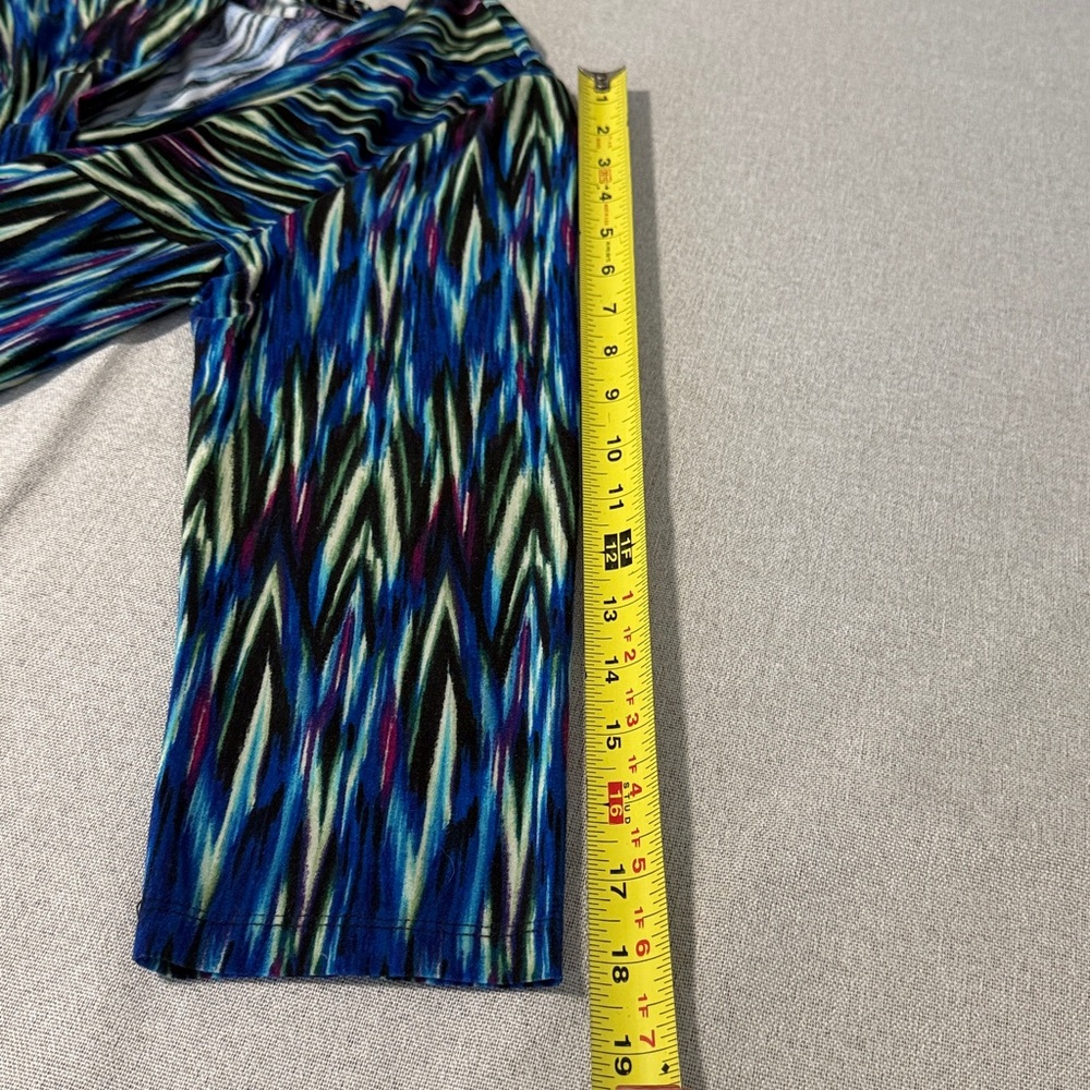 Rafaella Twist-Front Blue Patterned Women's Top SZL - Picture 9 of 14